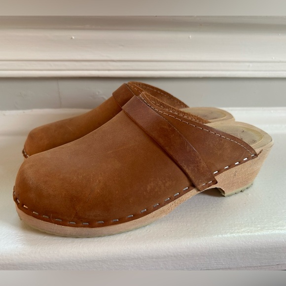 Lotta from Stockholm Tan Leather Classic Clogs W5 - Picture 1 of 10
